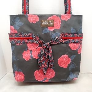 Matilda Jane Gray with Pink/Red Rose Print Tote Bag